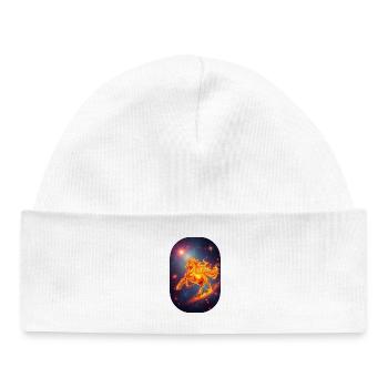 Signe du zodiaque Cheval de Feu Doré Ciel étoilé - Bonnet bébé bio - blanc - Devant