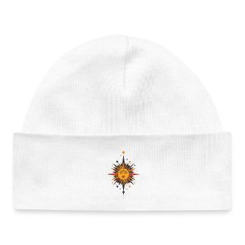 Sun Star Talisman Pattern Sun Moon Stars - Baby Organic Beanie - white - Front