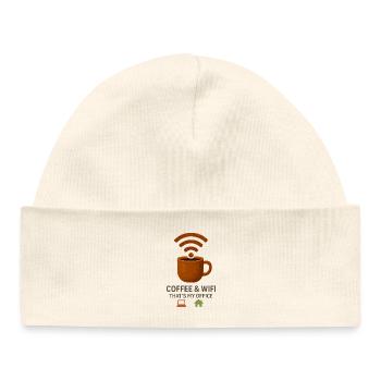 café wifi "Voici mon bureau" Télétravail - Bonnet bébé bio - blanc - Devant
