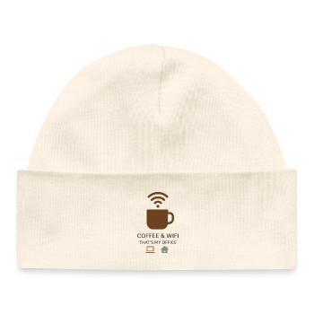 café wifi "Voici mon bureau" Télétravail - Bonnet bébé bio - blanc - Devant