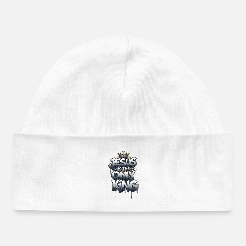 Jésus est le seul roi - Bonnet bébé bio - blanc