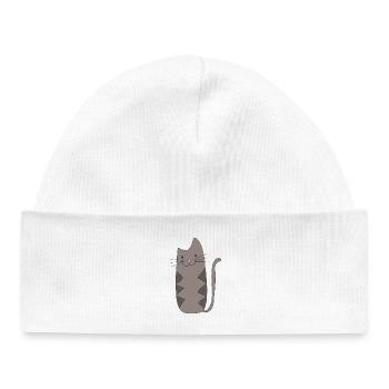 Zigzag Cat Grey - Baby Organic Beanie - white - Front
