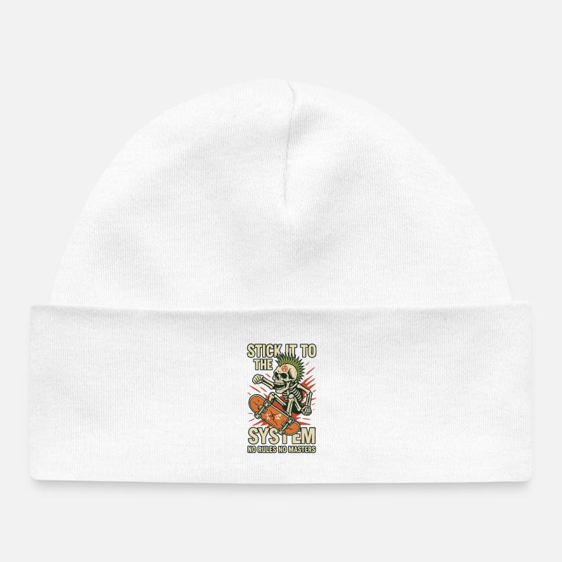 Skeleton Skateboard Against the System - Baby Organic Beanie - white