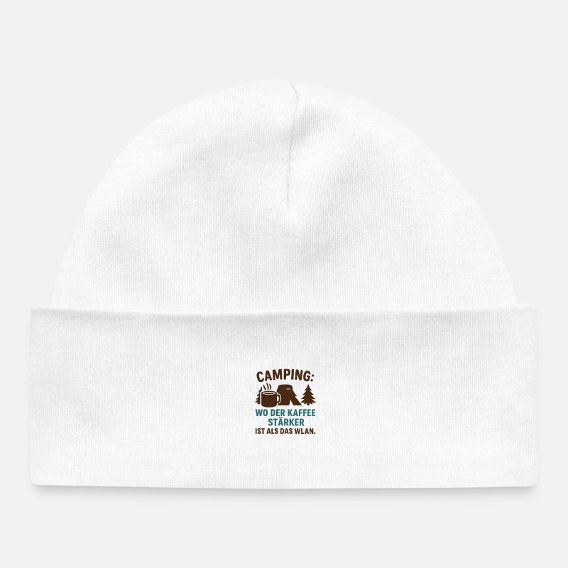 Café plus fort que le camping Wi-Fi - Bonnet bébé bio - blanc