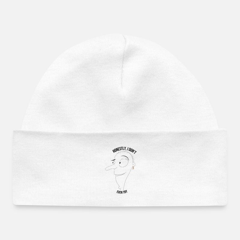 Honnêtement, je n’essaie même pas - mec - Bonnet bébé bio - blanc