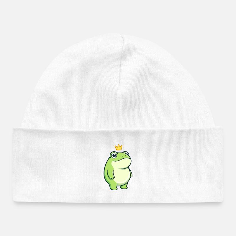 King Croak – Design minimaliste classique - Bonnet bébé bio - blanc