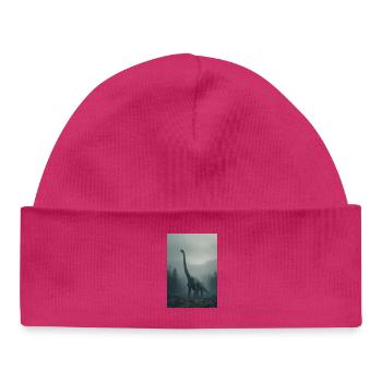 Dinosaur in Foggy Forest Dawn - Baby Organic Beanie - white - Front