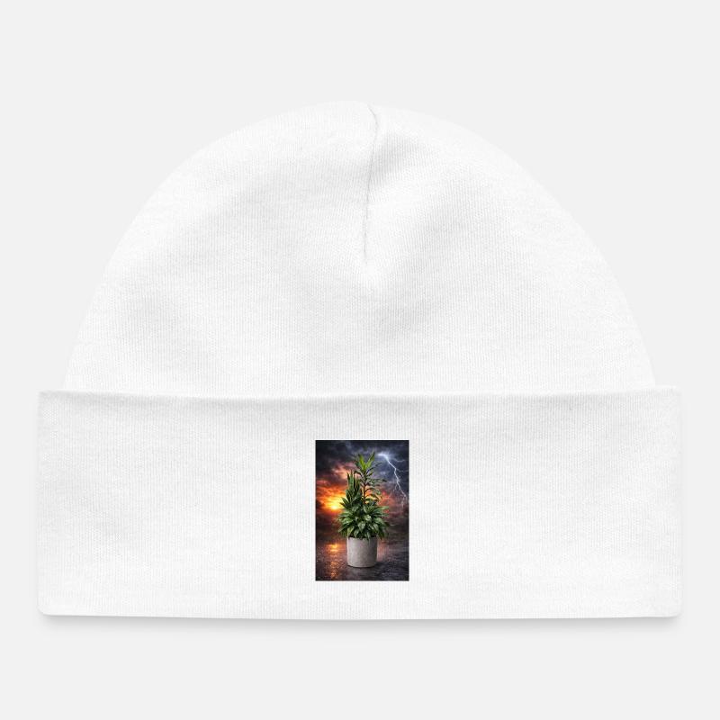 Plante dans la lumière de tempête - Bonnet bébé bio - blanc