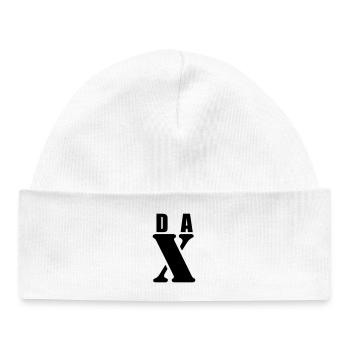 Dax – First Name Design | Minimal Typography - Baby Organic Mütze - Weiß - Vorne