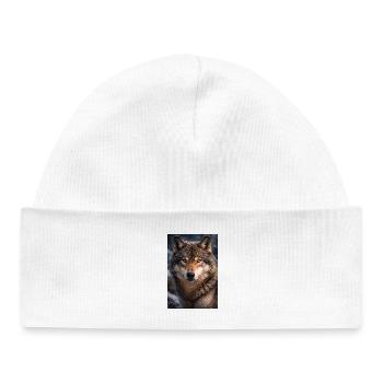 Wolf in snow and fog - Baby Organic Beanie - white - Front