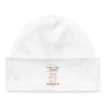 Levain Je suis venu J’ai vu que j’avais fait du pain en train de faire du pain - Bonnet bébé bio - blanc - Devant