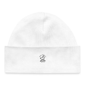 Embleme Circulaire Plume Stylisee - Bonnet bébé bio - blanc - Devant
