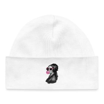 Ada Lovelace with pink sunglasses and bubblegum - Baby Organic Beanie - white - Front