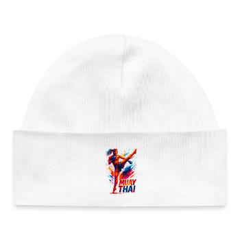 Muay Thai Kick : cadeau graphique abstrait pour boxeur - Bonnet bébé bio - blanc - Devant