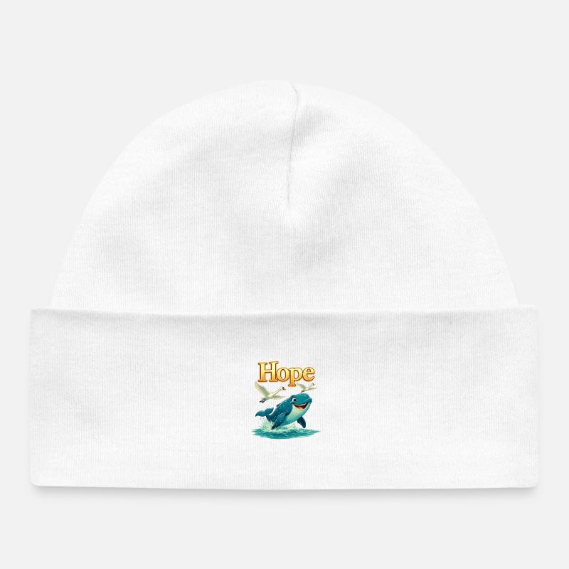 Espoir près de la baleine de mer - Bonnet bébé bio - blanc