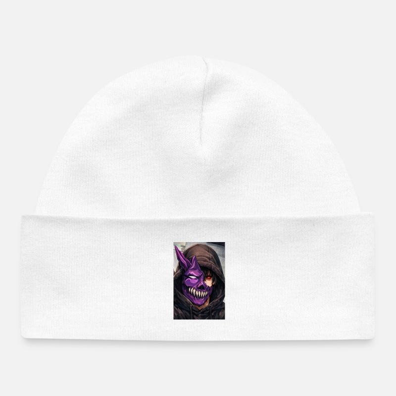 Masque de Démon en sweat à capuche - Bonnet bébé bio - blanc