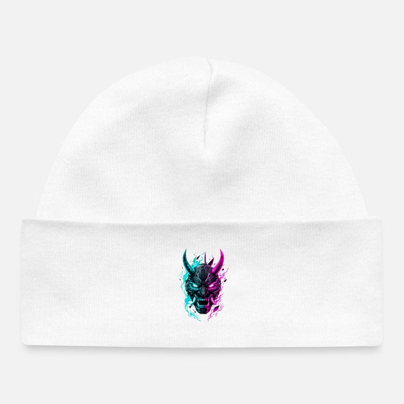 Masque Cyber Oni Néon - Bonnet bébé bio - blanc