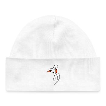 Duo de cygnes amoureux - Bonnet bébé bio - blanc - Devant