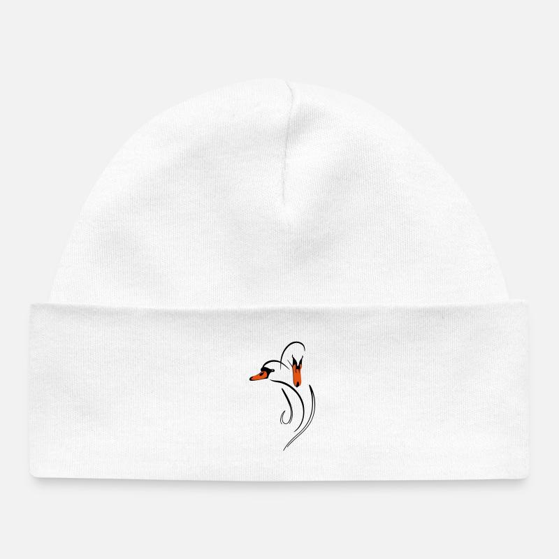 Duo de cygnes amoureux - Bonnet bébé bio - blanc