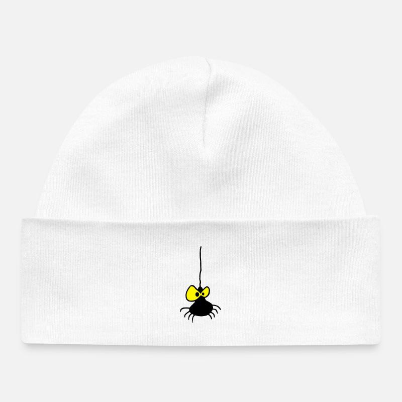 Grumpy Spider Two-Color Design - Baby Organic Beanie - white
