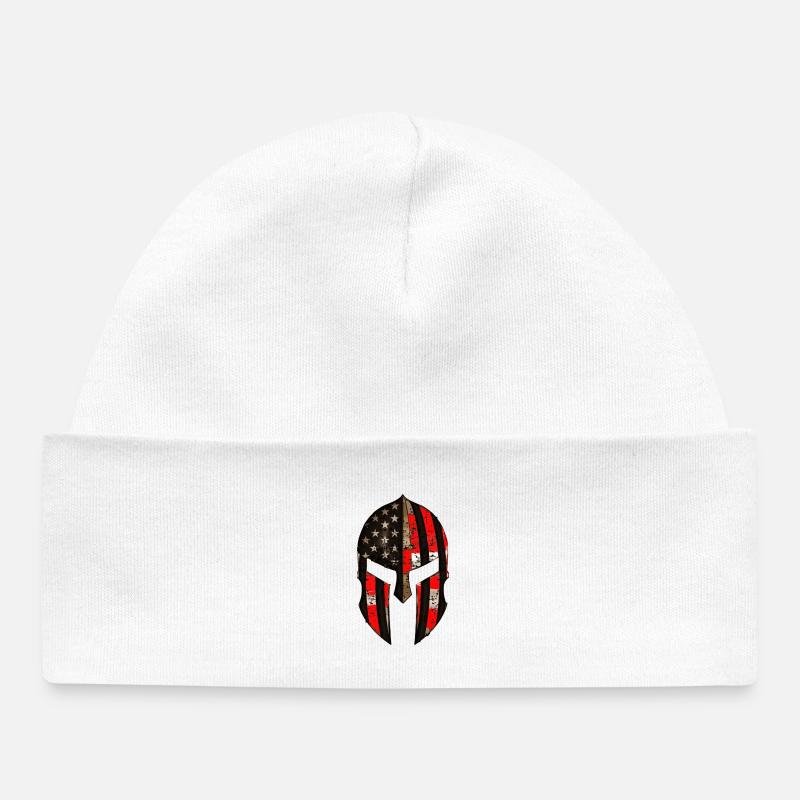 Vieux casque Spartan drapeau américain - Bonnet bébé bio - blanc