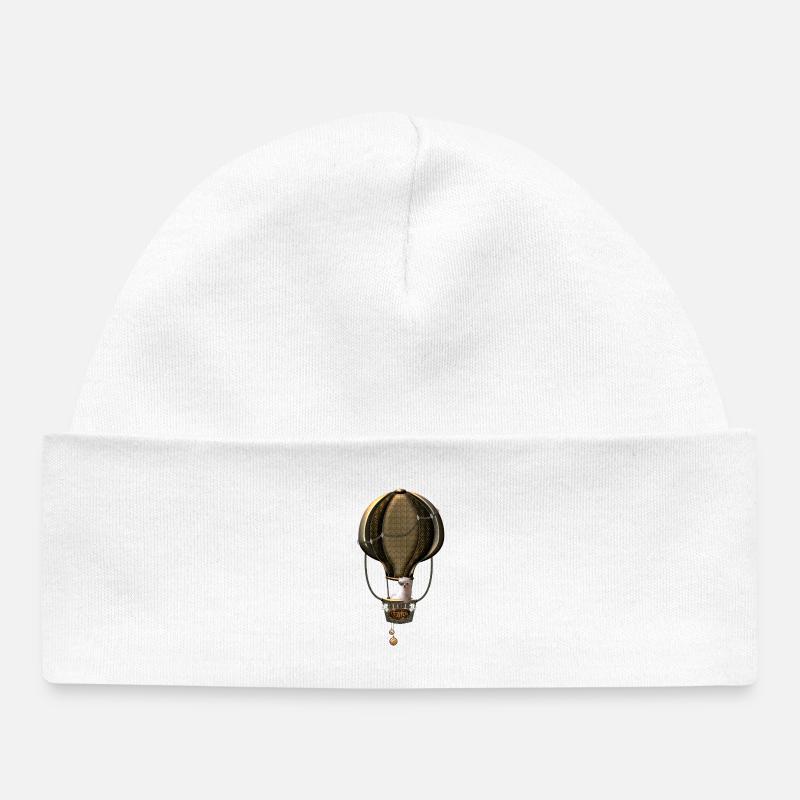 Steampunk, montgolfière - Bonnet bébé bio - blanc