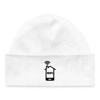 Smartphone Home Logo Home mit Text WIFI - Baby Organic Mütze - Weiß - Vorne