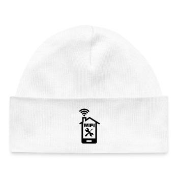 Smartphone Home Logo Home WIFI mit Tools - Baby Organic Mütze - Weiß - Vorne