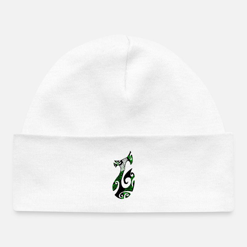 MATAU - Noir (Hameçon polynésien) - Bonnet bébé bio - blanc