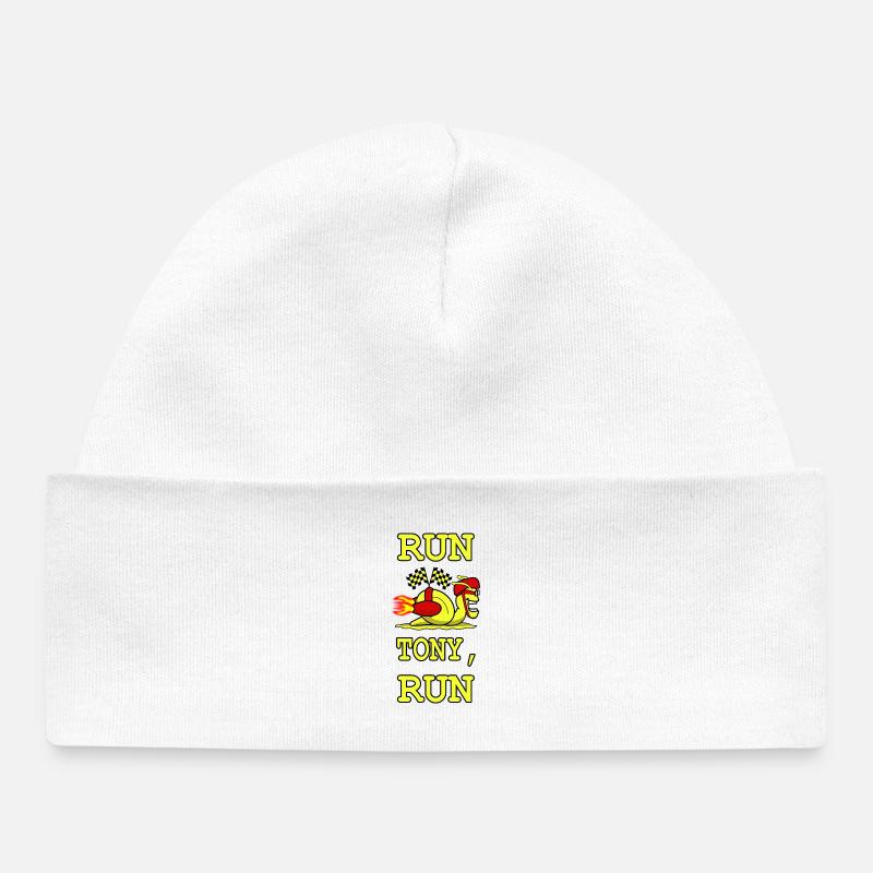 Tony l’escargot jaune de course - Bonnet bébé bio - blanc