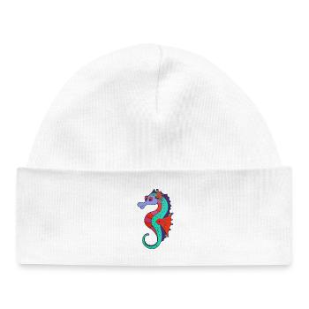 Hippocampe ardent aux couleurs fraîches - Bonnet bébé bio - blanc - Devant