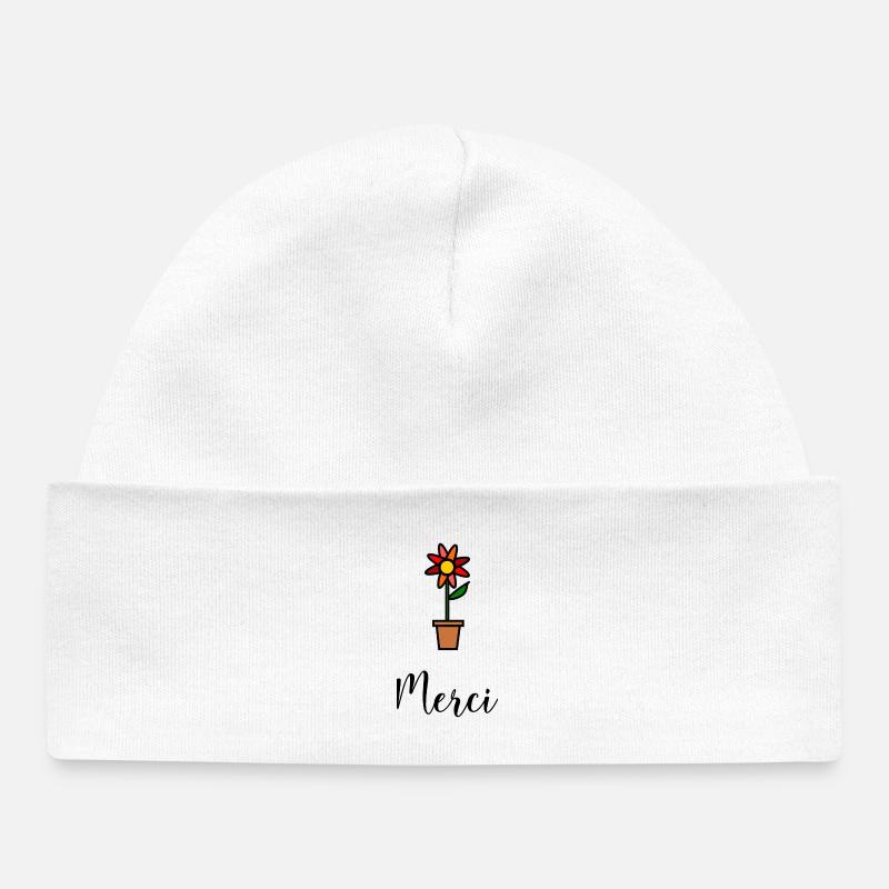 MERCI. MAÎTRESSE. MAÎTRE. MERCI MAÎTRESSE. FLEUR - Bonnet bébé bio - blanc