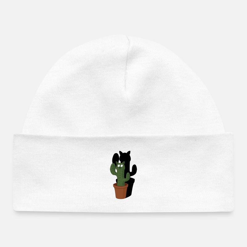 Chat comme cactus dans un pot de fleurs avec de l’ombre - Bonnet bébé bio - blanc