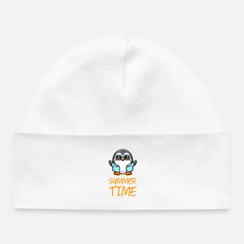 Pingouin Heure d’été - Bonnet bébé bio - blanc