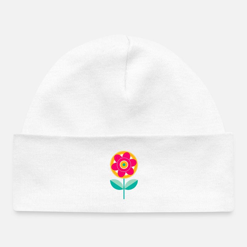 Fleur colorée mignonne - Bonnet bébé bio - blanc