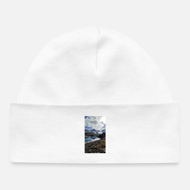Montagnes enneigées - Bonnet bébé bio - blanc