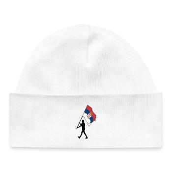Drapeau Serbie homme marchant - Bonnet bébé bio - blanc - Devant