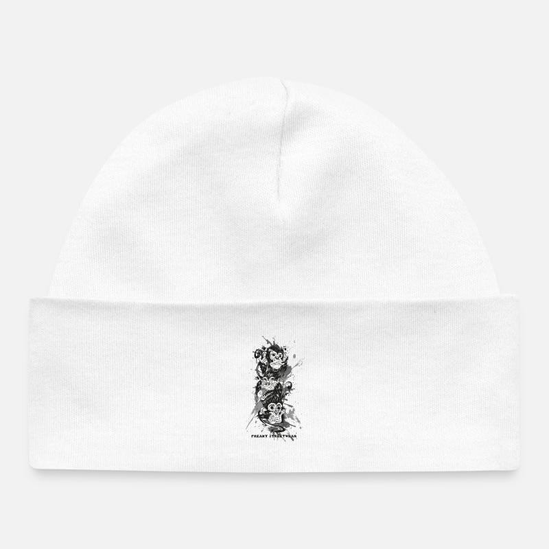 Trois singes - Bonnet bébé bio - blanc