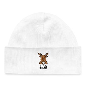 Tasse à café de renne mignon Design Fika Time - Bonnet bébé bio - blanc - Devant