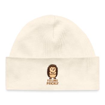 Prickly hedgehog with arrogance face - Baby Organic Beanie - white - Front