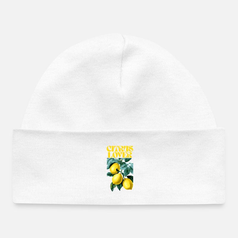Amateur d’agrumes Design botanique - Bonnet bébé bio - blanc