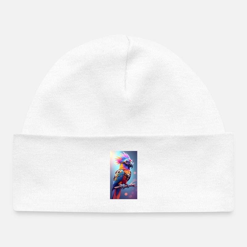 Perroquet steampunk coloré - Bonnet bébé bio - blanc