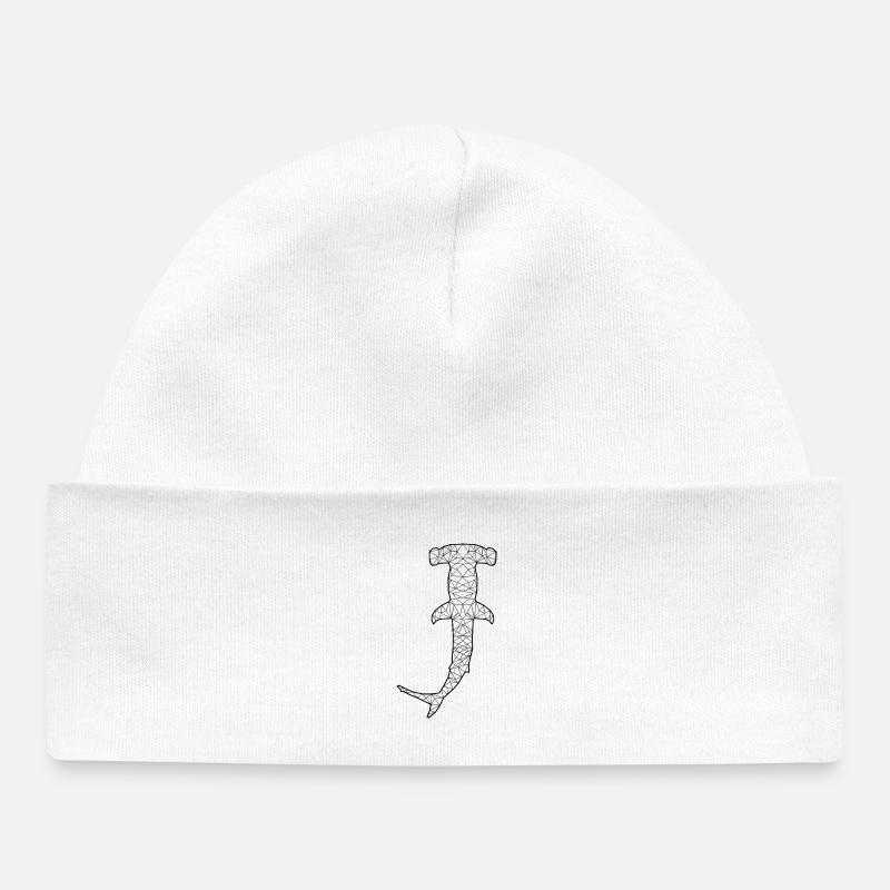 requin marteau géométrique - Bonnet bébé bio - blanc