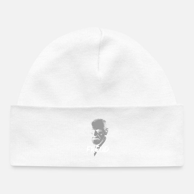 Portrait d’icône psychanalytique du Dr Freud - Bonnet bébé bio - blanc
