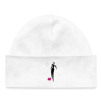 Noël avec une étoile dorée à paillettes - Bonnet bébé bio - blanc - Devant
