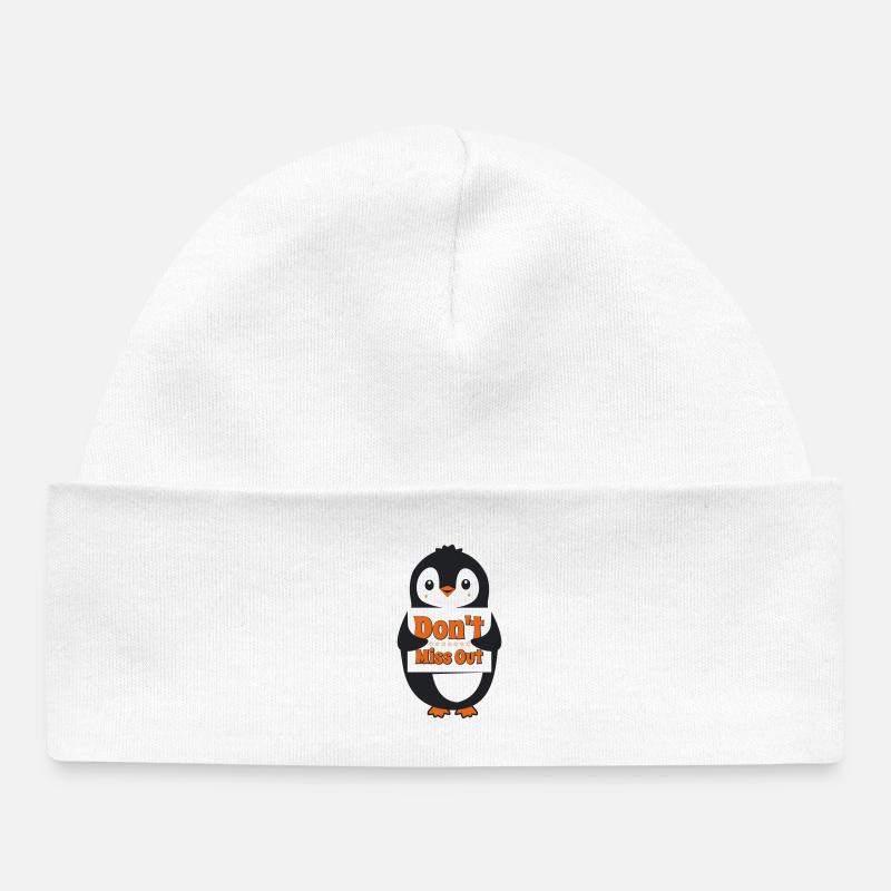 Pingouin Ne Rate Rien - Bonnet bébé bio - blanc