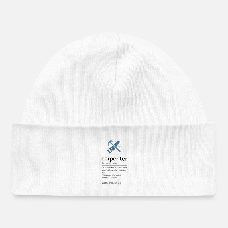 Carpenter Definition with Tools - Baby Organic Beanie - white