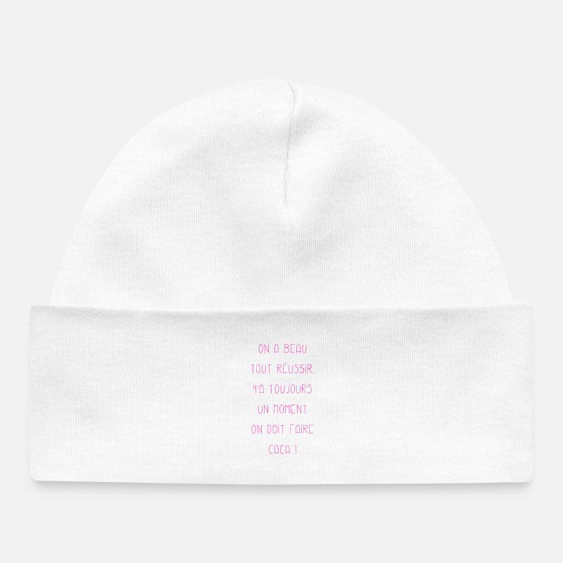 Réussite rose - Bonnet bébé bio - blanc