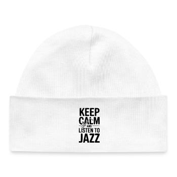 Restez calme et écoutez du jazz - Bonnet bébé bio - blanc - Devant