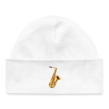 Golden Saxophone Motif - Baby Organic Beanie - white - Front